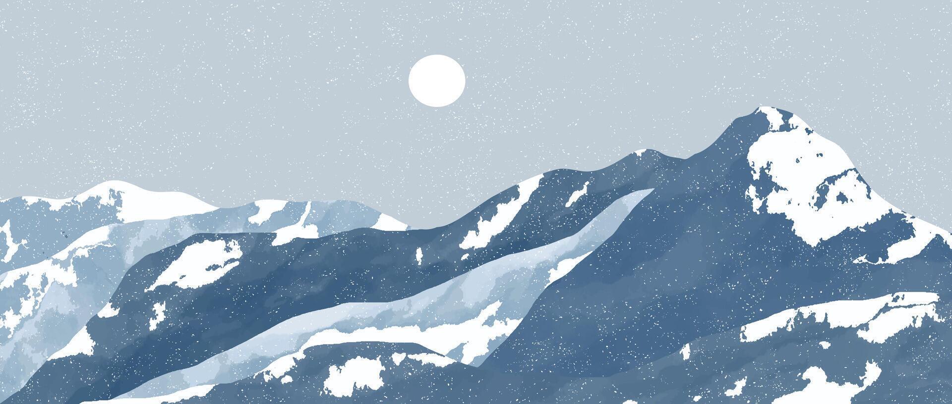 Mountains painting illustrations. Abstract contemporary aesthetic backgrounds landscapes. use for print art, poster, cover, banner vector