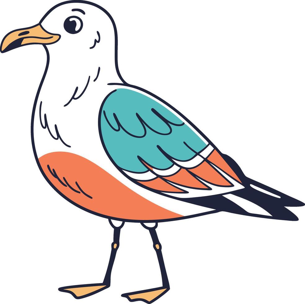 Seagull cartoon illustration vector
