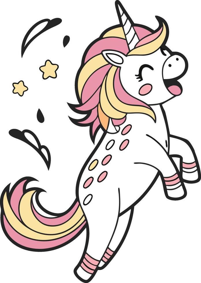 A cartoon unicorn with a star on its head vector