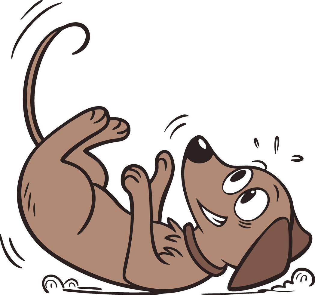A cartoon dog rolling on its back vector