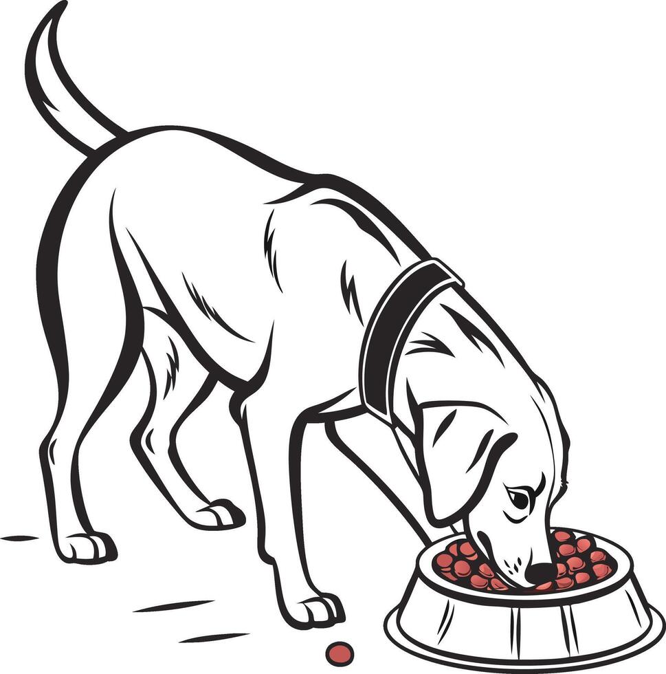 Dog eating food clipart vector