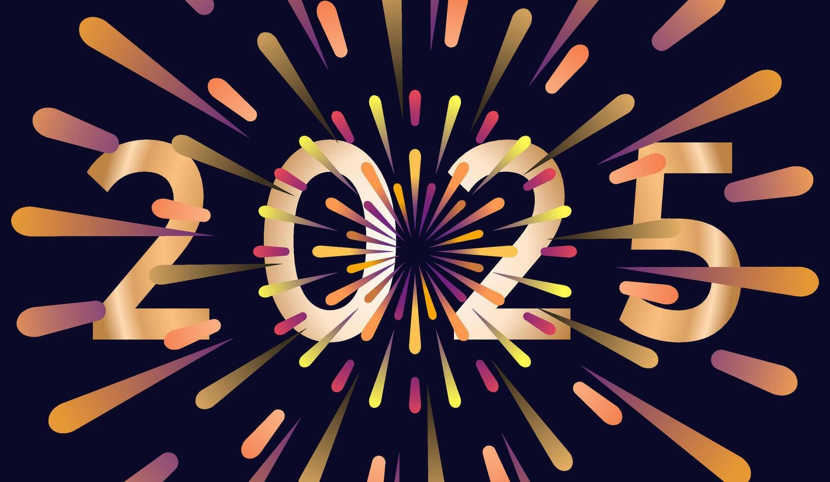 The number 2025 is shown with fireworks vector