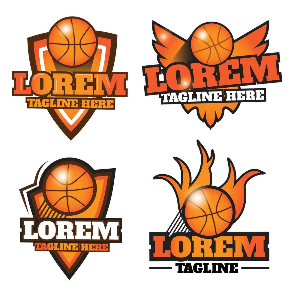 Basketball logo template set illustration with dummy text on white background. vector