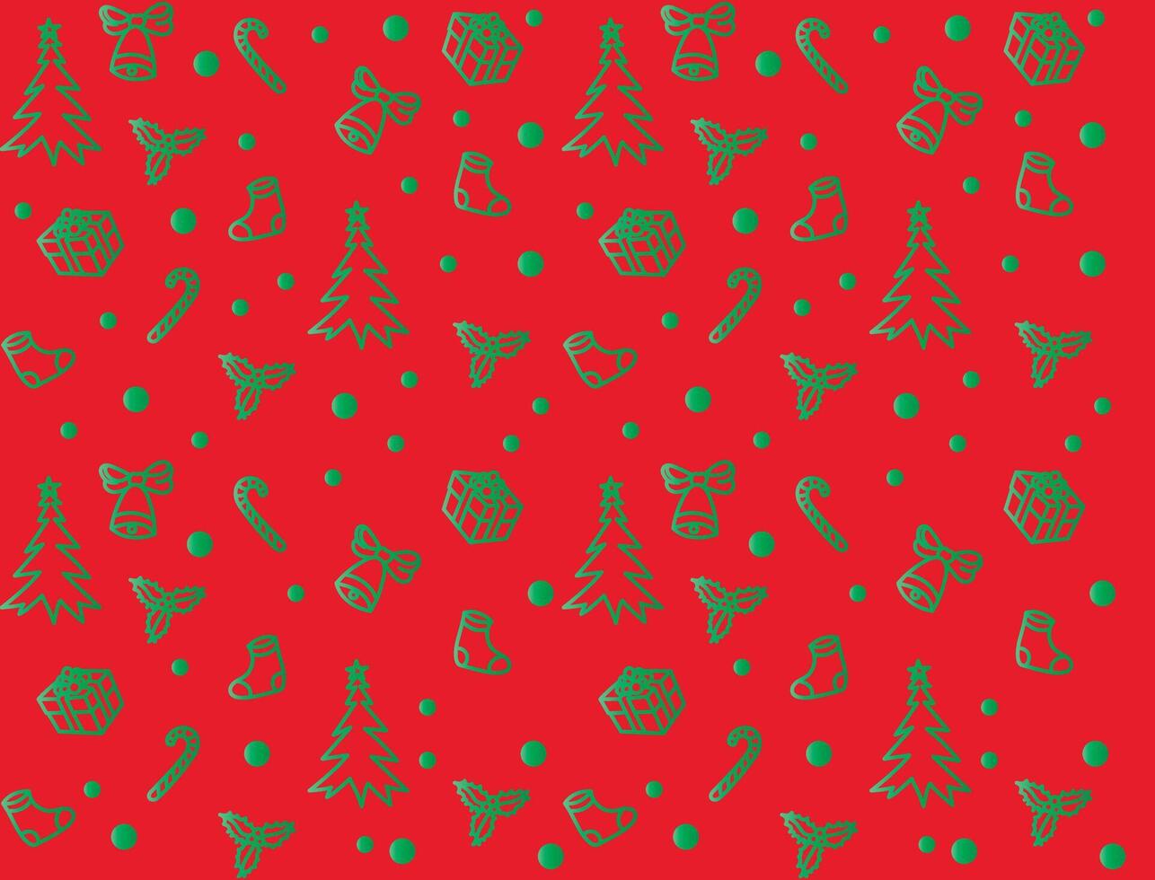 illustration green gradient line object of Christmas season on red background. vector