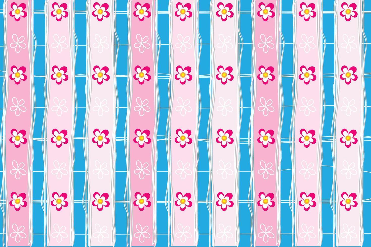Abstract Pink flower and line on multi pink label on blue background. vector