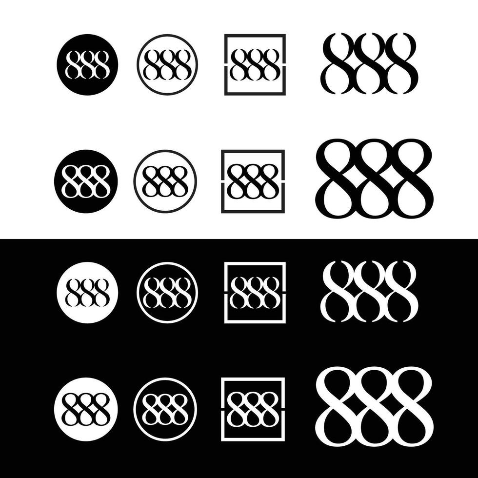 Number 888 collection black and white background vector