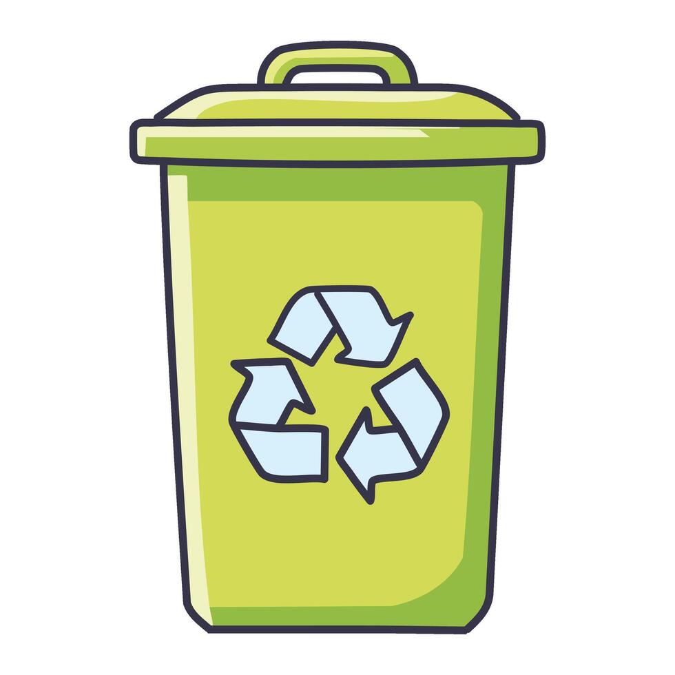 Green Recycling Bin Icon to represent Proper Waste Sorting and Disposal for a Sustainable Future vector