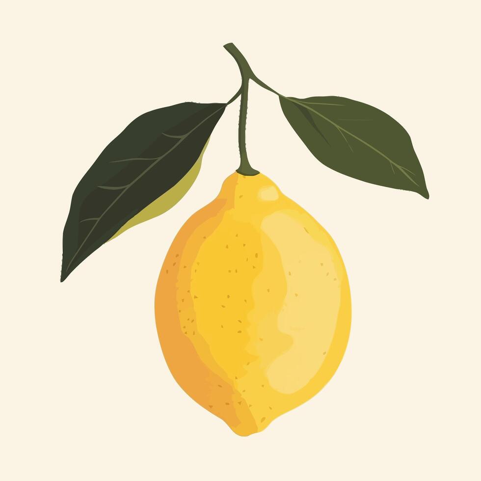 Beautiful Lemon with Leaves Symbolizing Freshness vector
