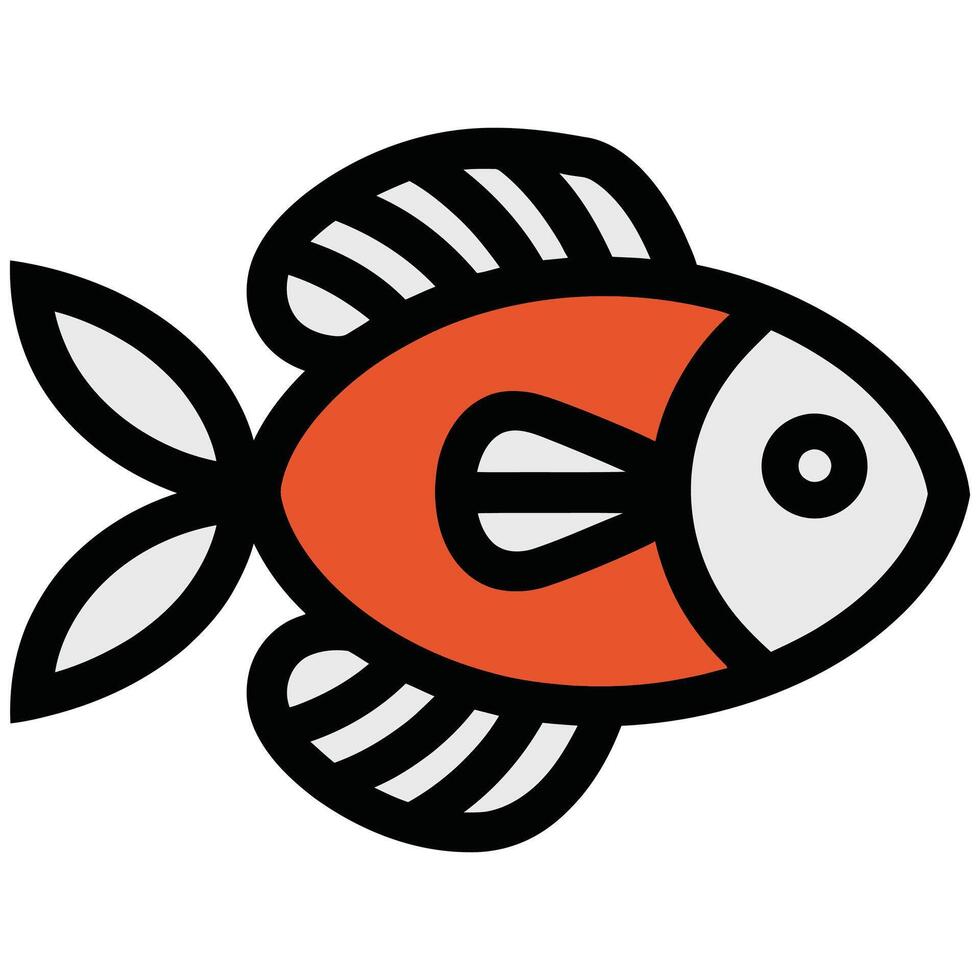 Stylized Fish Clipart with Bold Details. vector