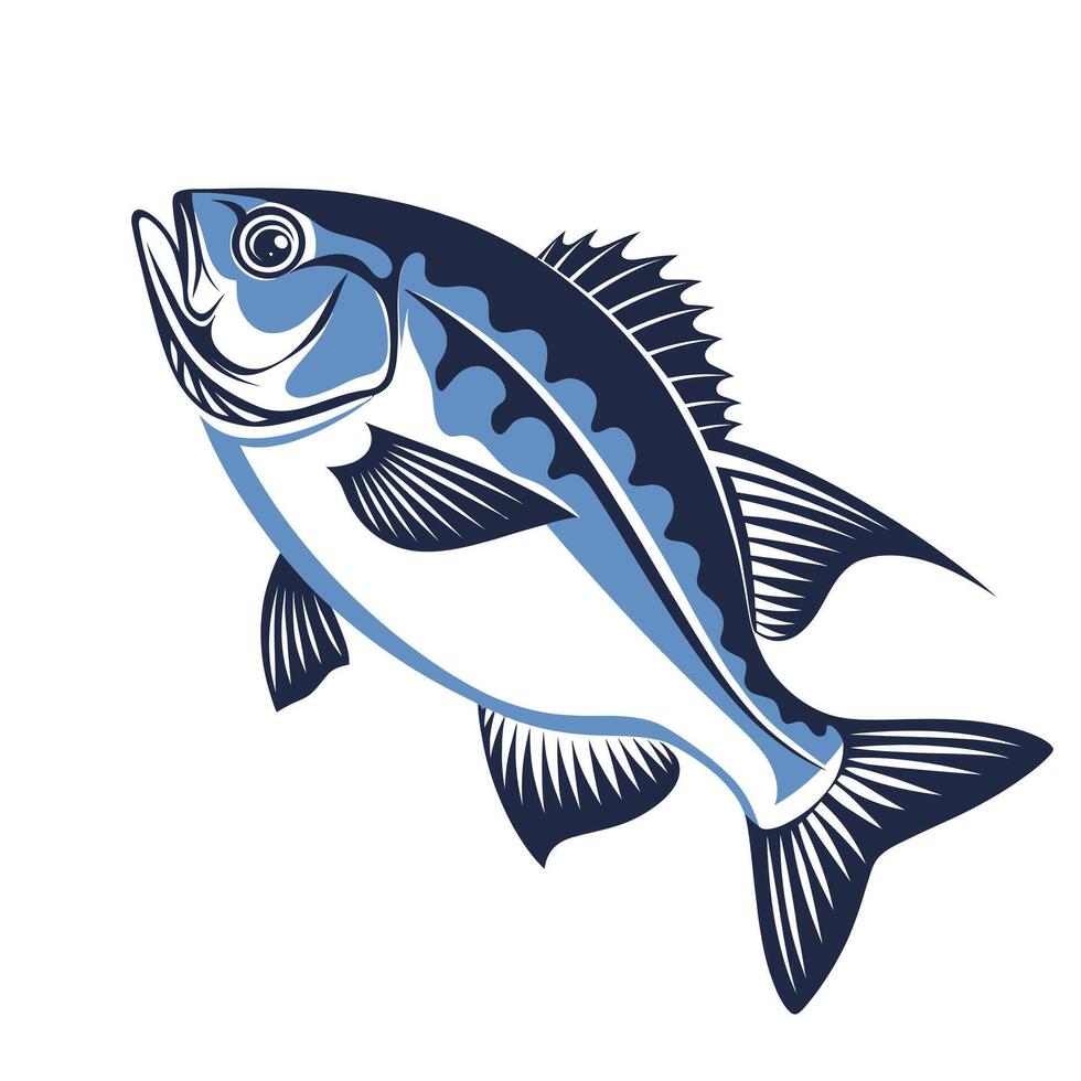 Fish Clipart with Blue Scales. vector