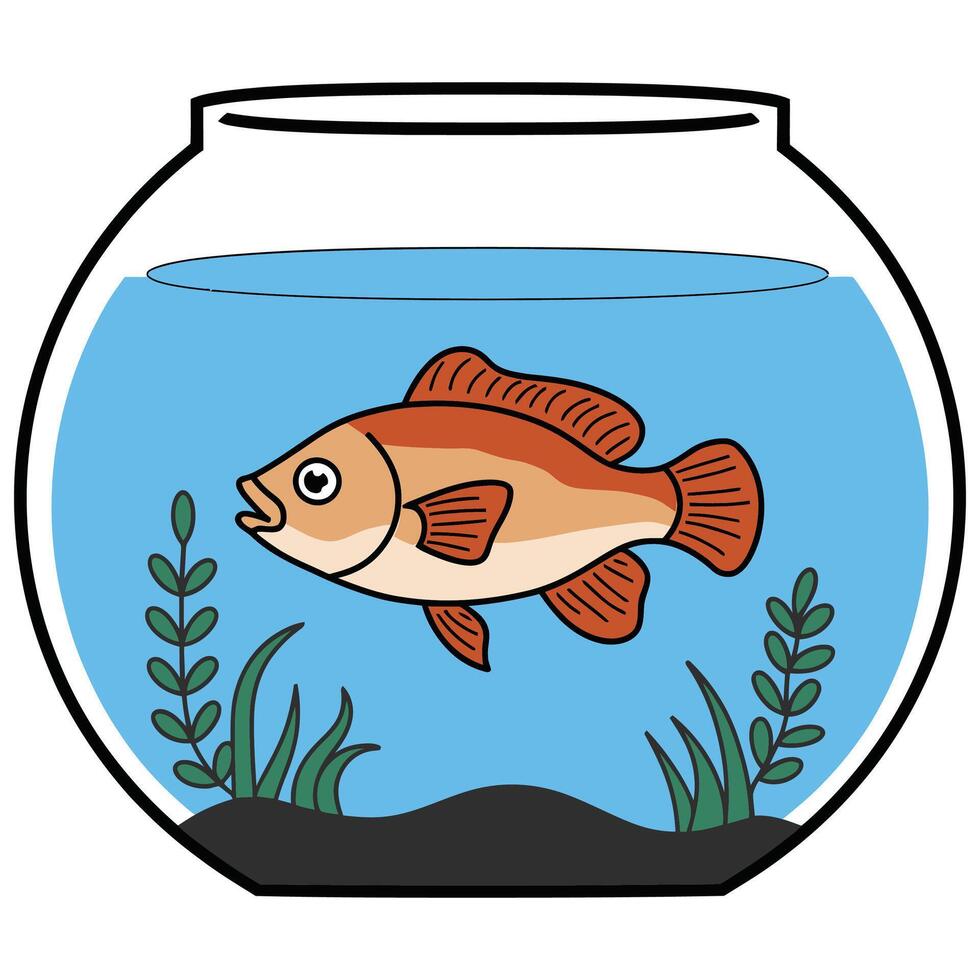 Fish in aquarium clipart vector