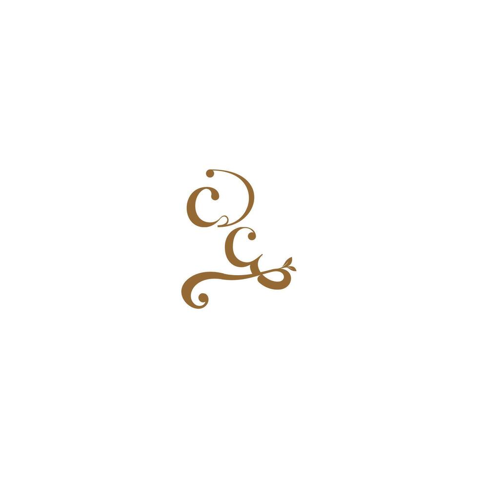 monogram wedding concept initial leaf line CC modern organic logo letter vector