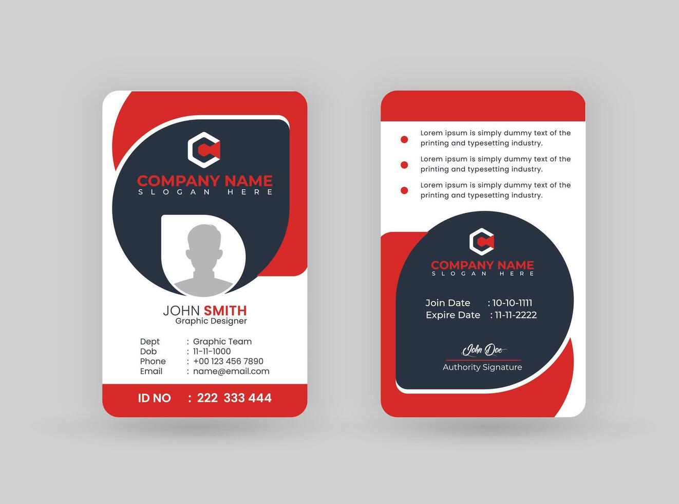 Id Card design.professional id card, university id card,student id card,school id card, college id card, colorful id card, color,simple and clean id card,minimalist id card design, vector