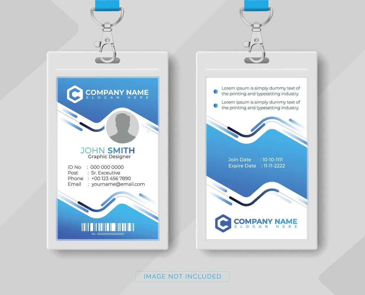 Modern and clean business id card template. professional id card design template with blue color. corporate modern business id card design template. Company employee id card template. vector