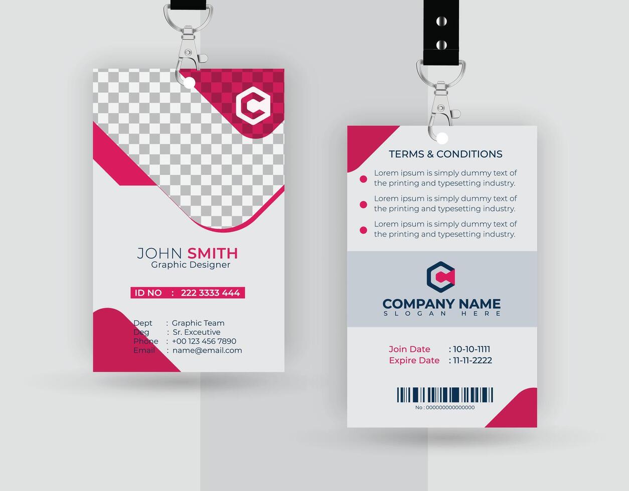 id card template. office id card template, company id card template, employee id card template vector
