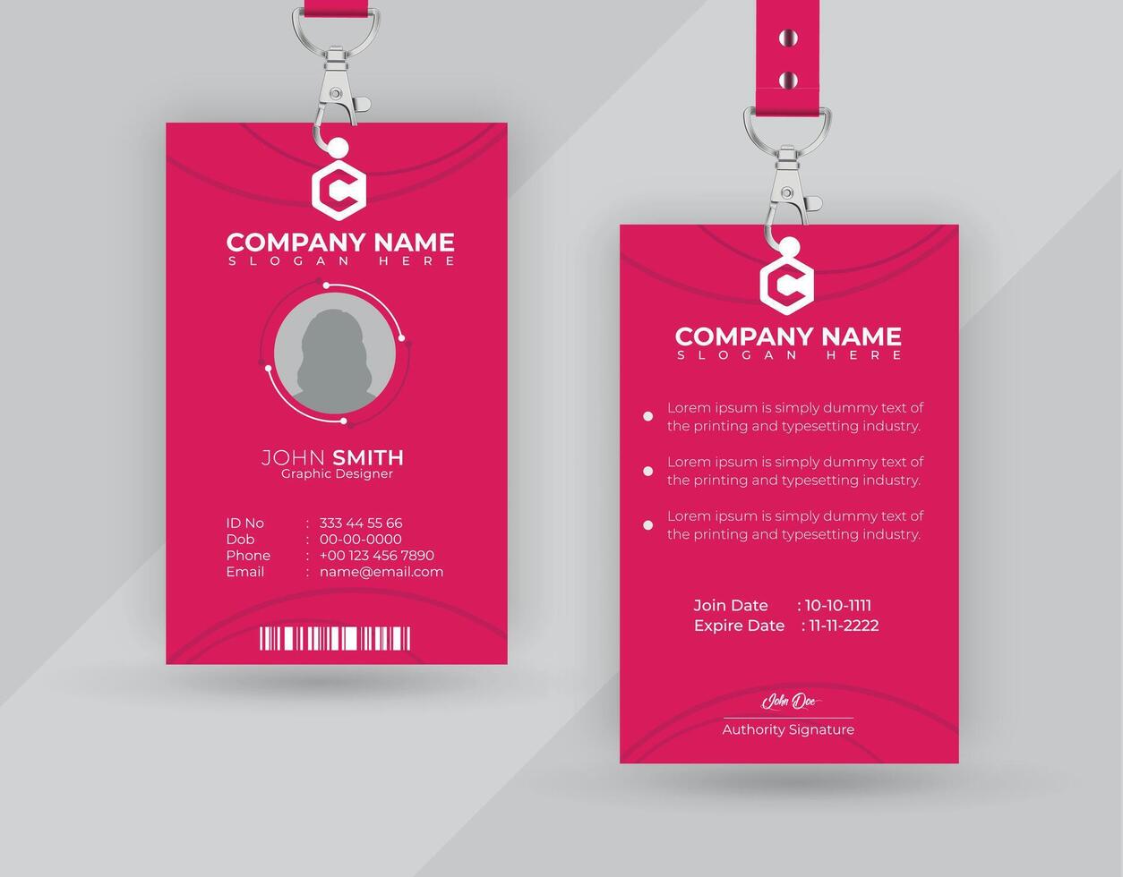 Modern ID card design template. Corporate identity card design. Professional employee id card Employee Id Card Modern Design Template vector