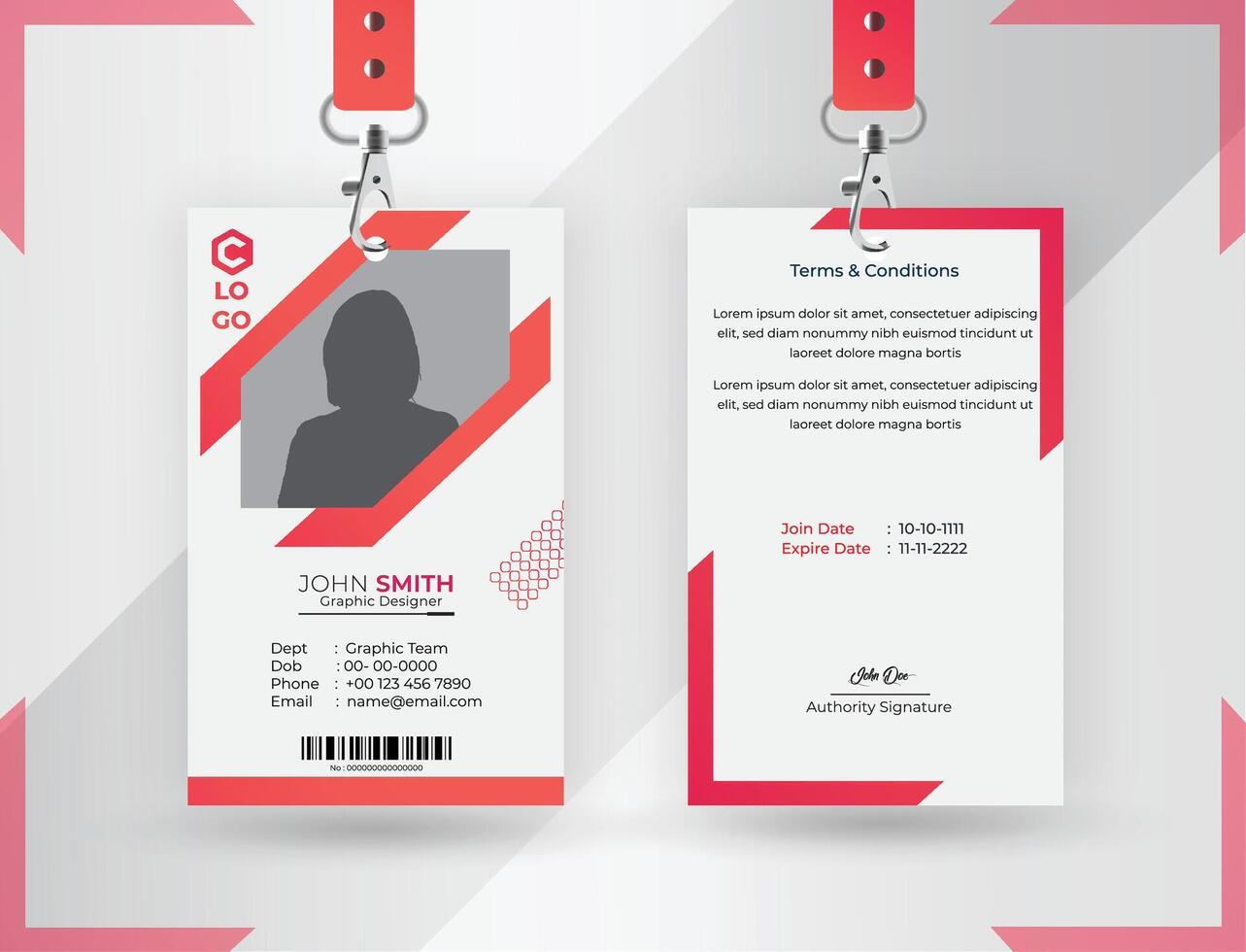 Employee ID Card Design Template, Company id card template, corporate modern business id card design template. vector