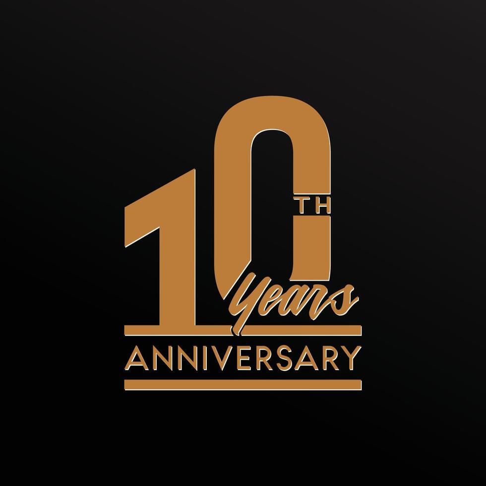 10th years anniversary typography design, festival graphic element with golden color vector
