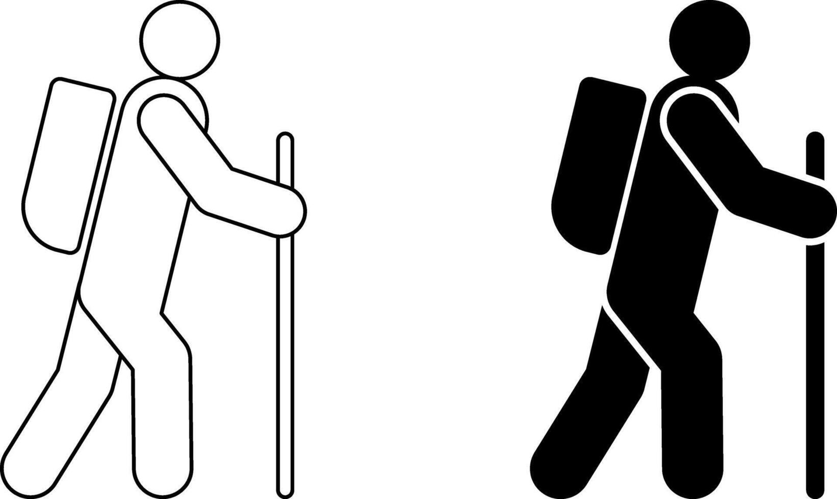 outline silhouette hiking icon set vector