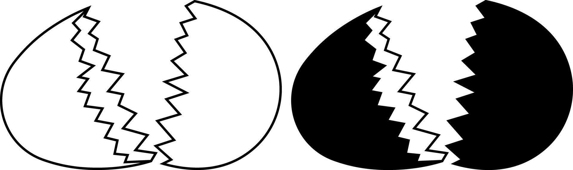 outline silhouette cracked egg icon set vector