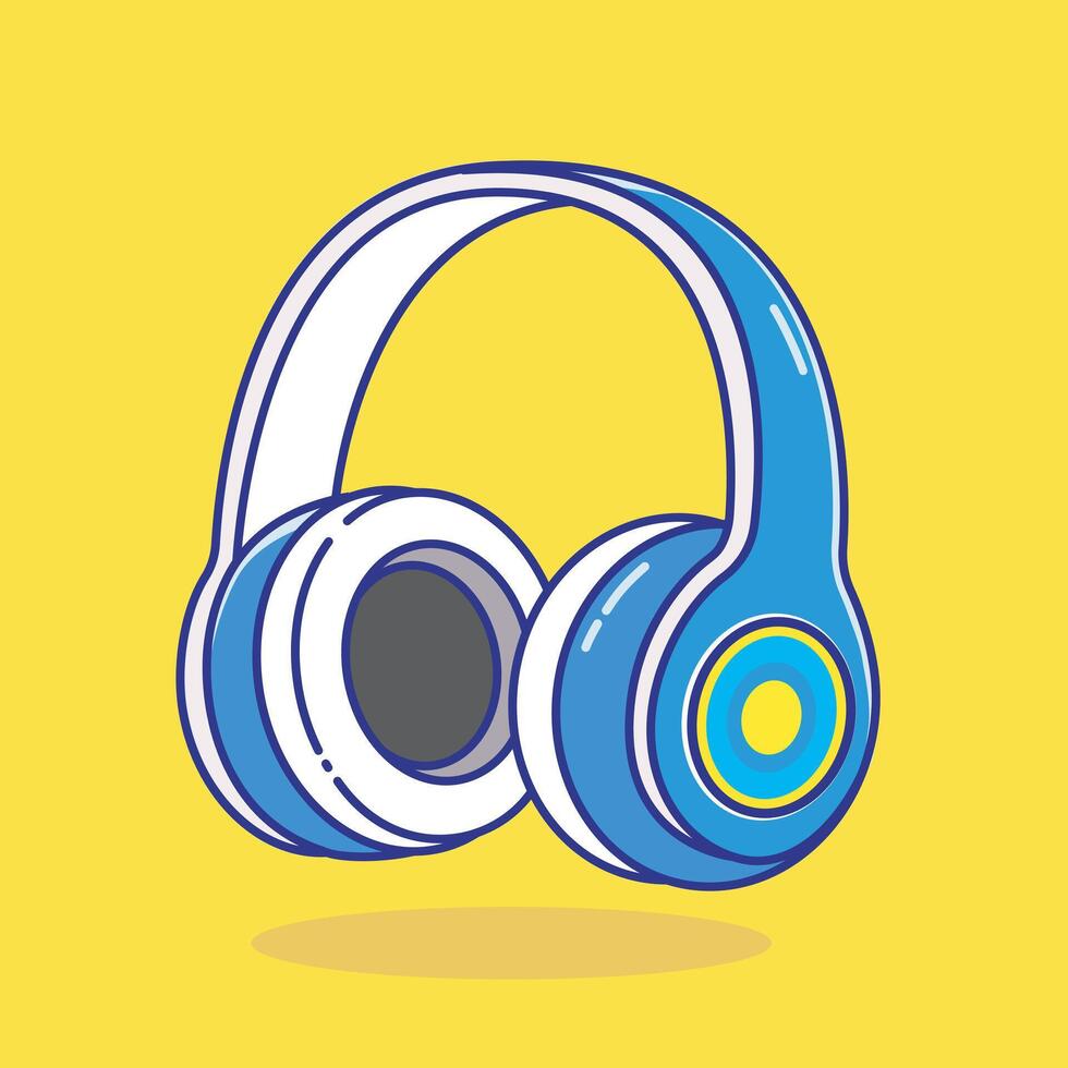 Cute Floating Headphones Cartoon Illustration Icon Technology isolated vector