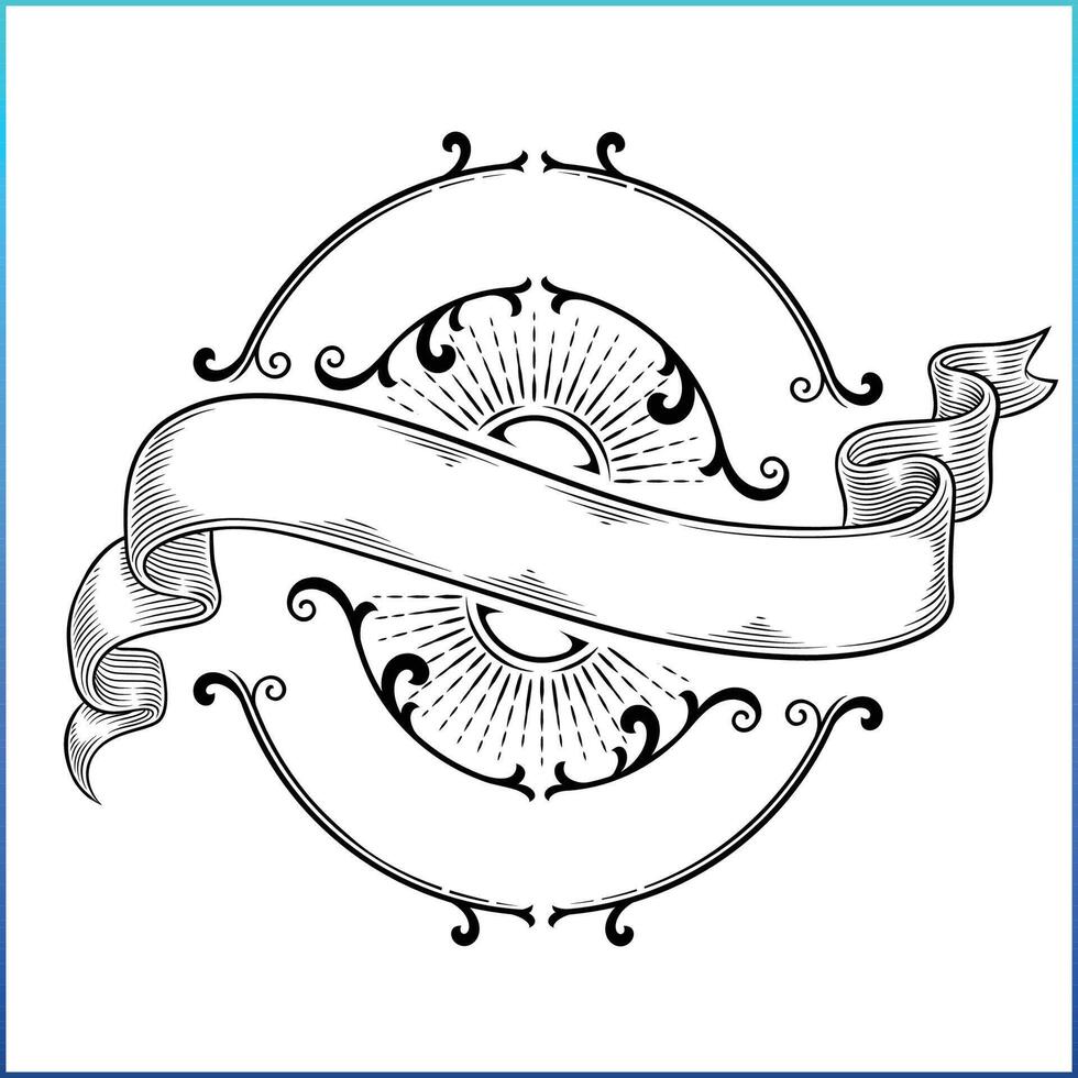 Floral frame and ribbon banner with shading vector