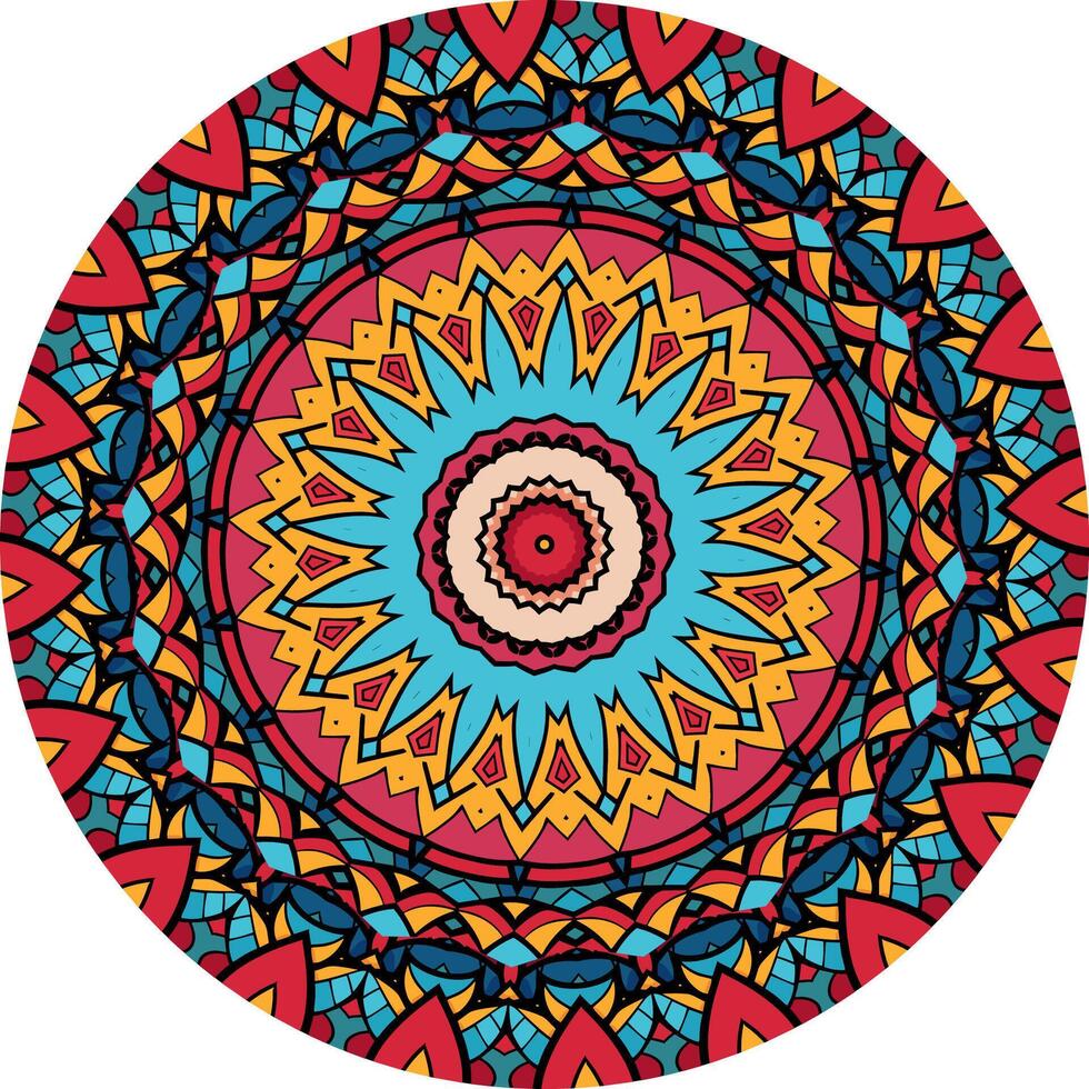 Symmetrical Mandala Design with Repeating Patterns vector