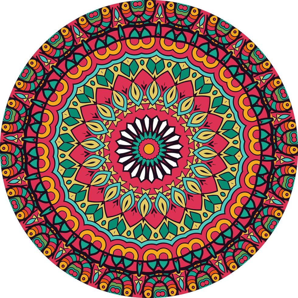 Artistic Mandala Showcasing Symmetrical Layers and Dynamic Shapes vector