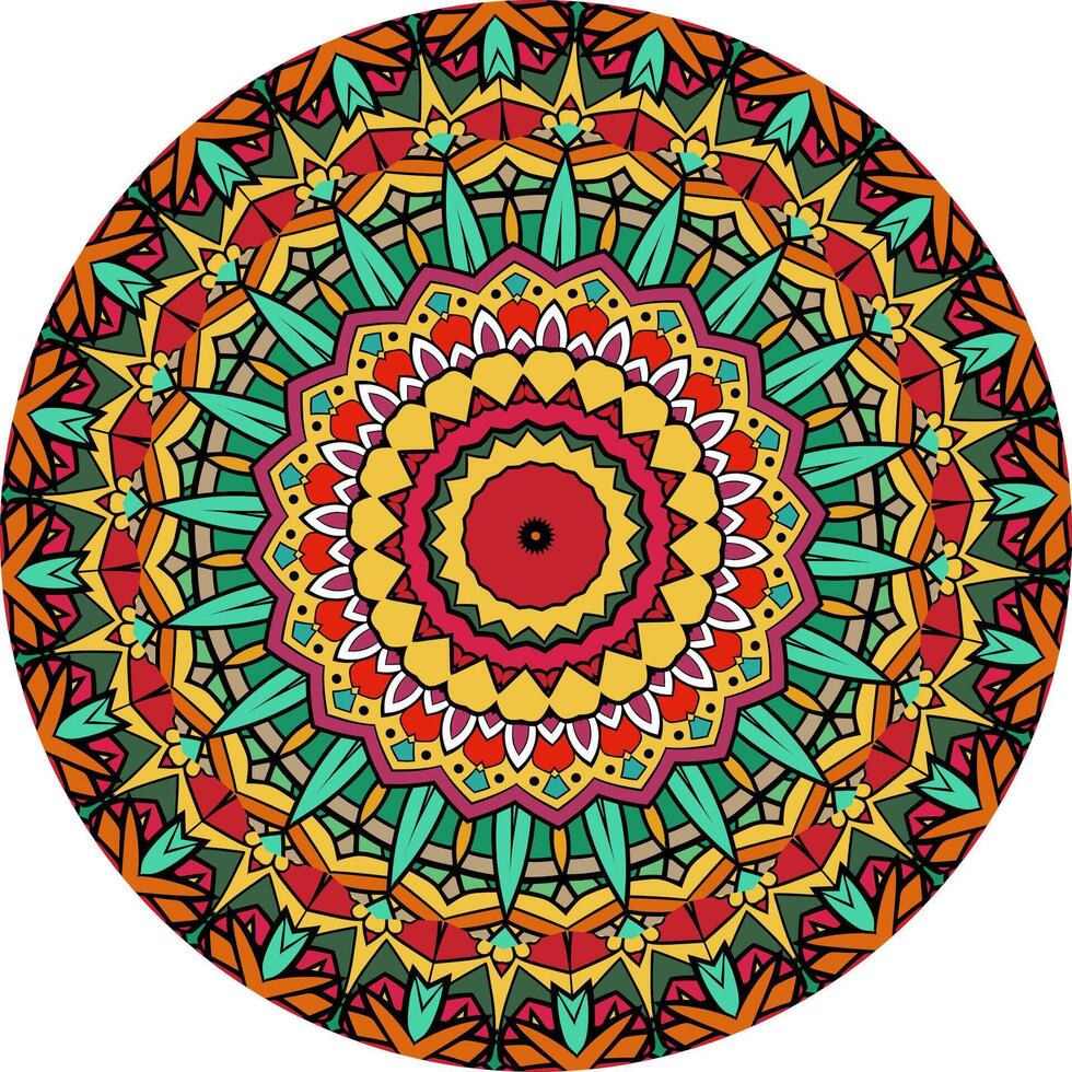 Symmetrical Mandala Art with Radiating Bird Motifs and Geometric Patterns vector