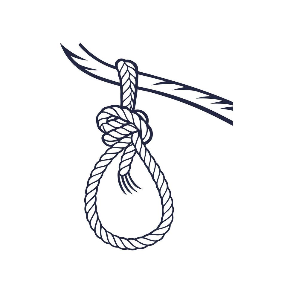 A rope hanging from a tree branch vector
