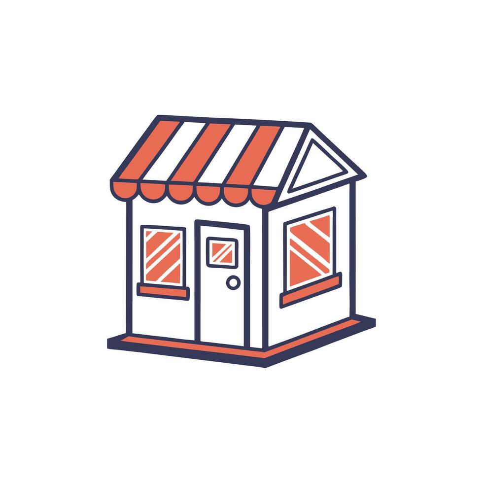 A small store with awning on a white background vector