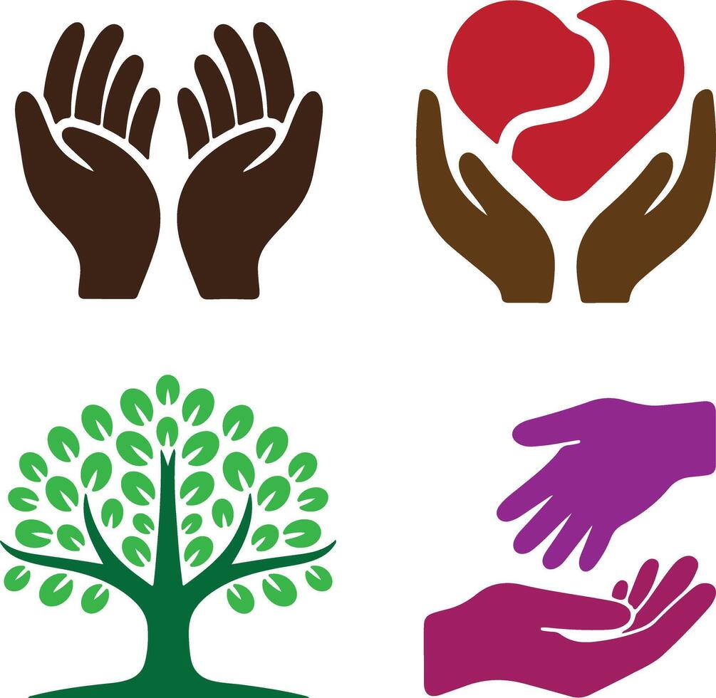Donation concept flat color logo set illustration vector
