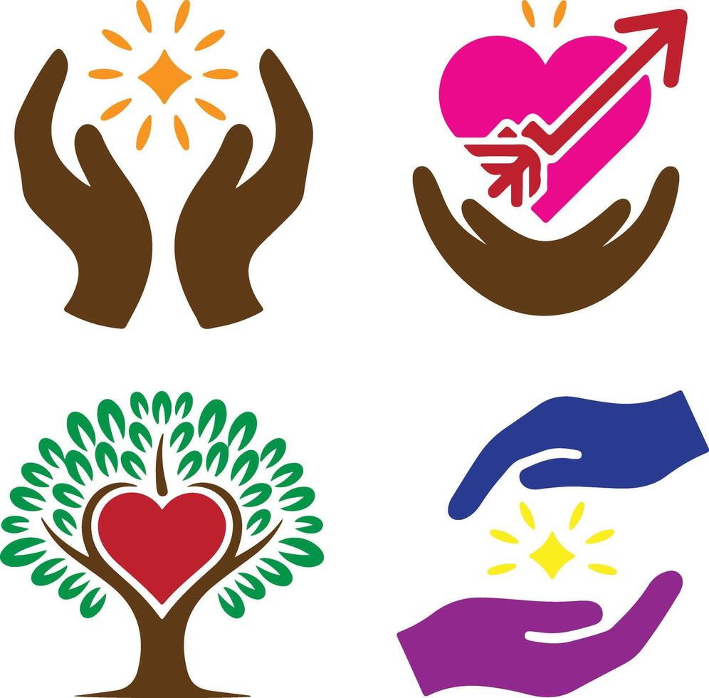 A unique set of donation logo illustration vector