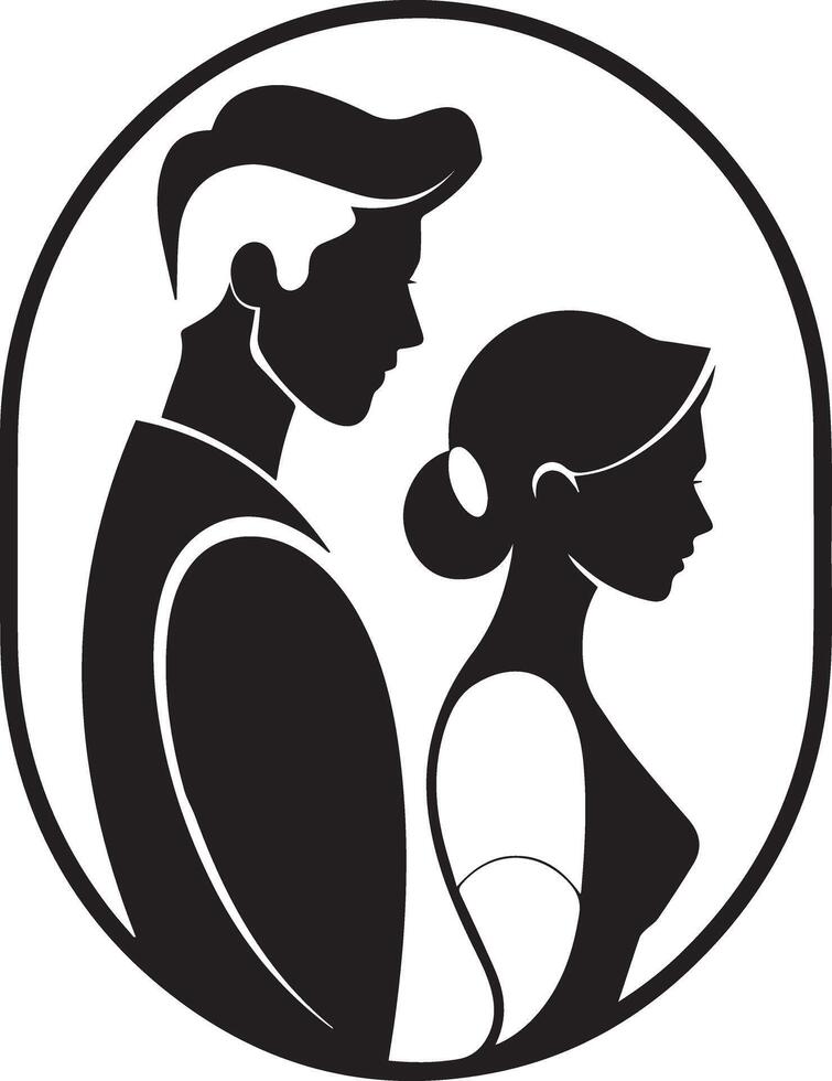 A modern and unique silhouette of a man and woman in a cameo style. vector