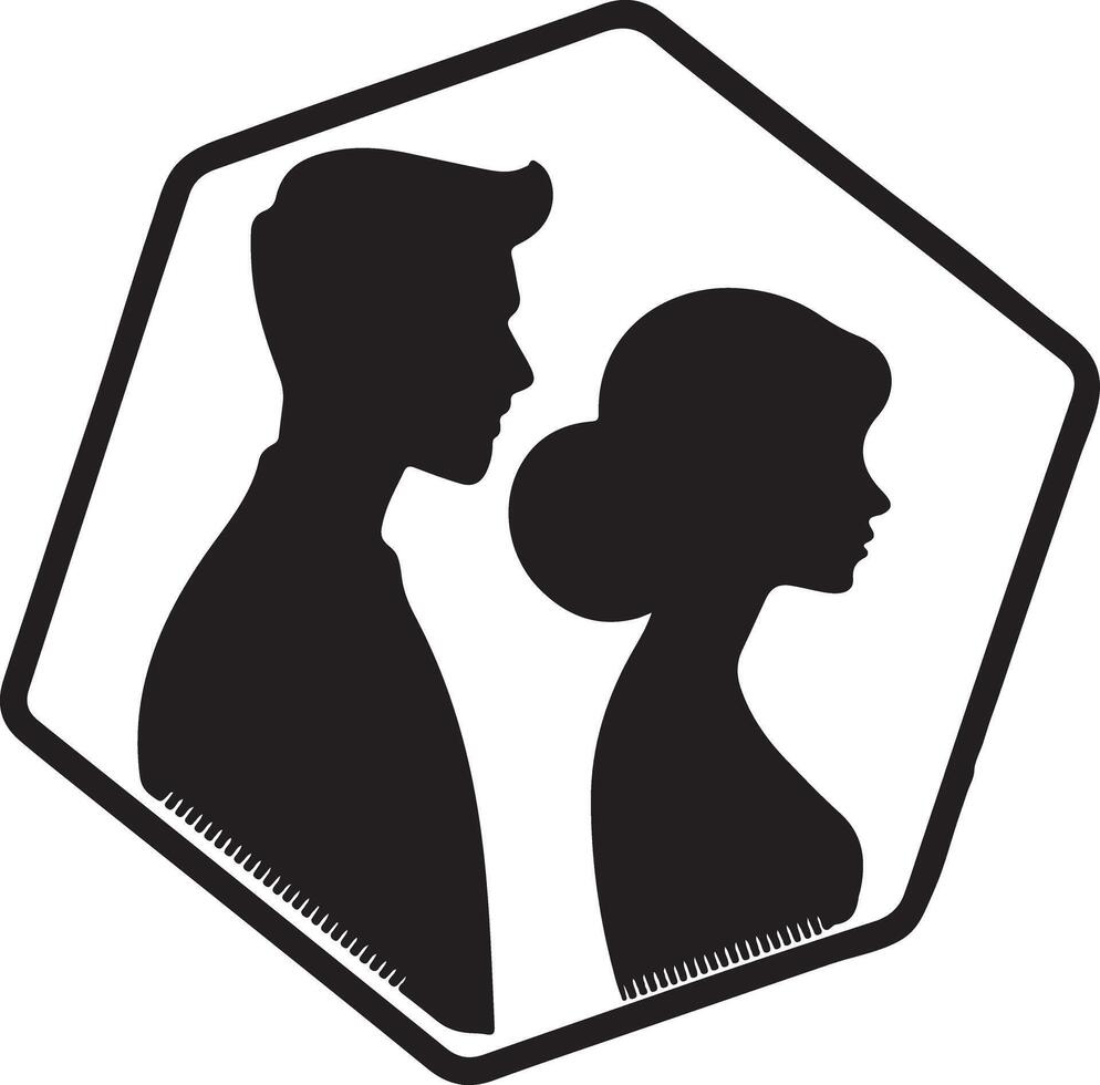 a modern and unique silhouette of a man and woman in a contemporary cameo style. vector