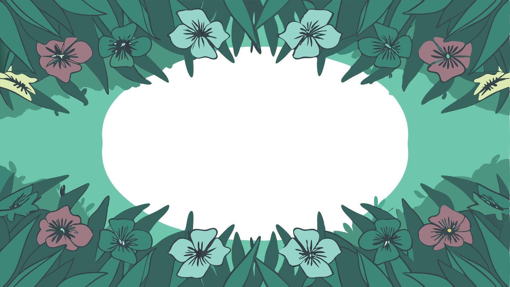 A circular frame with flowers and leaves vector