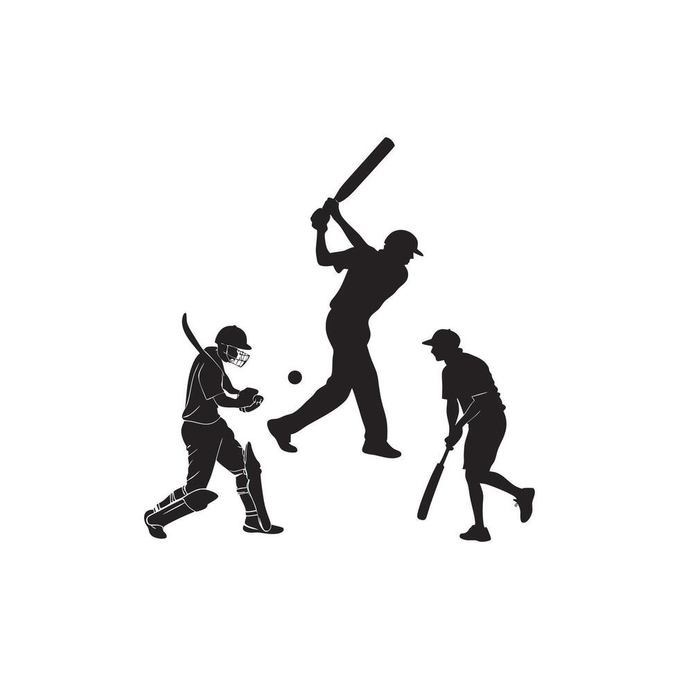 Silhouette of a cricket player hitting the ball vector