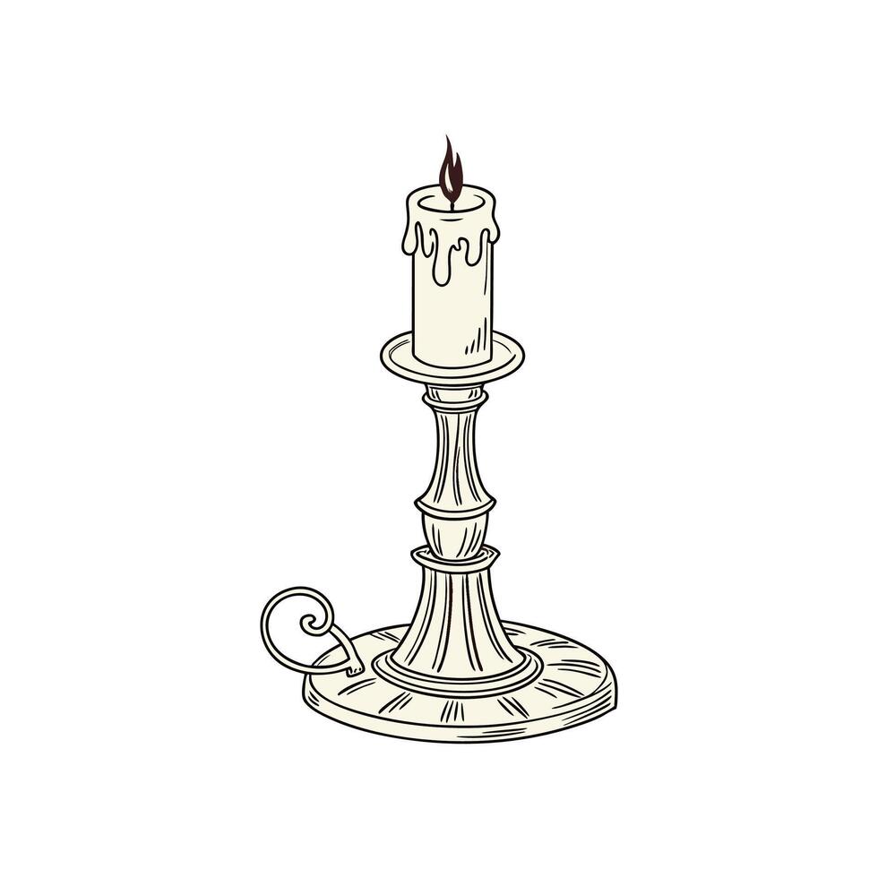 A candle is sitting on a pedestal with a candle holder vector