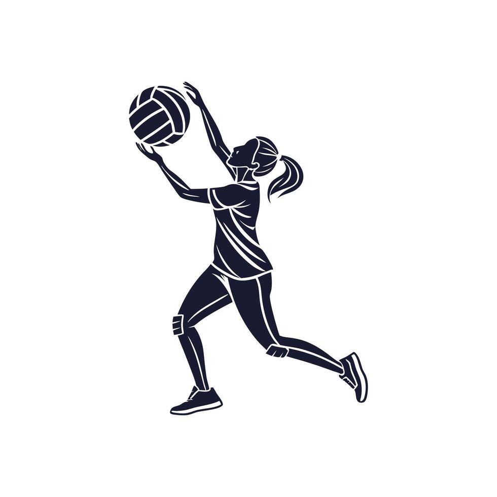 A woman is holding a volleyball ball in her hand vector