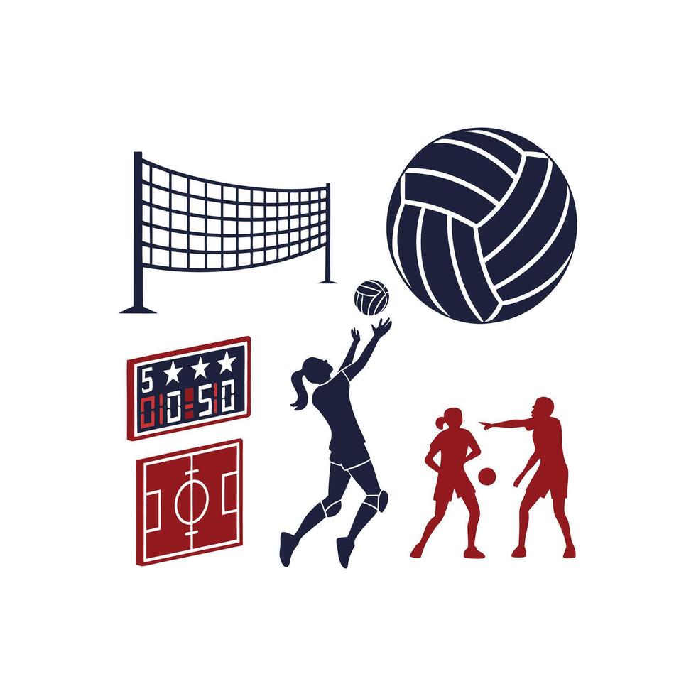 Volleyball icons set vector