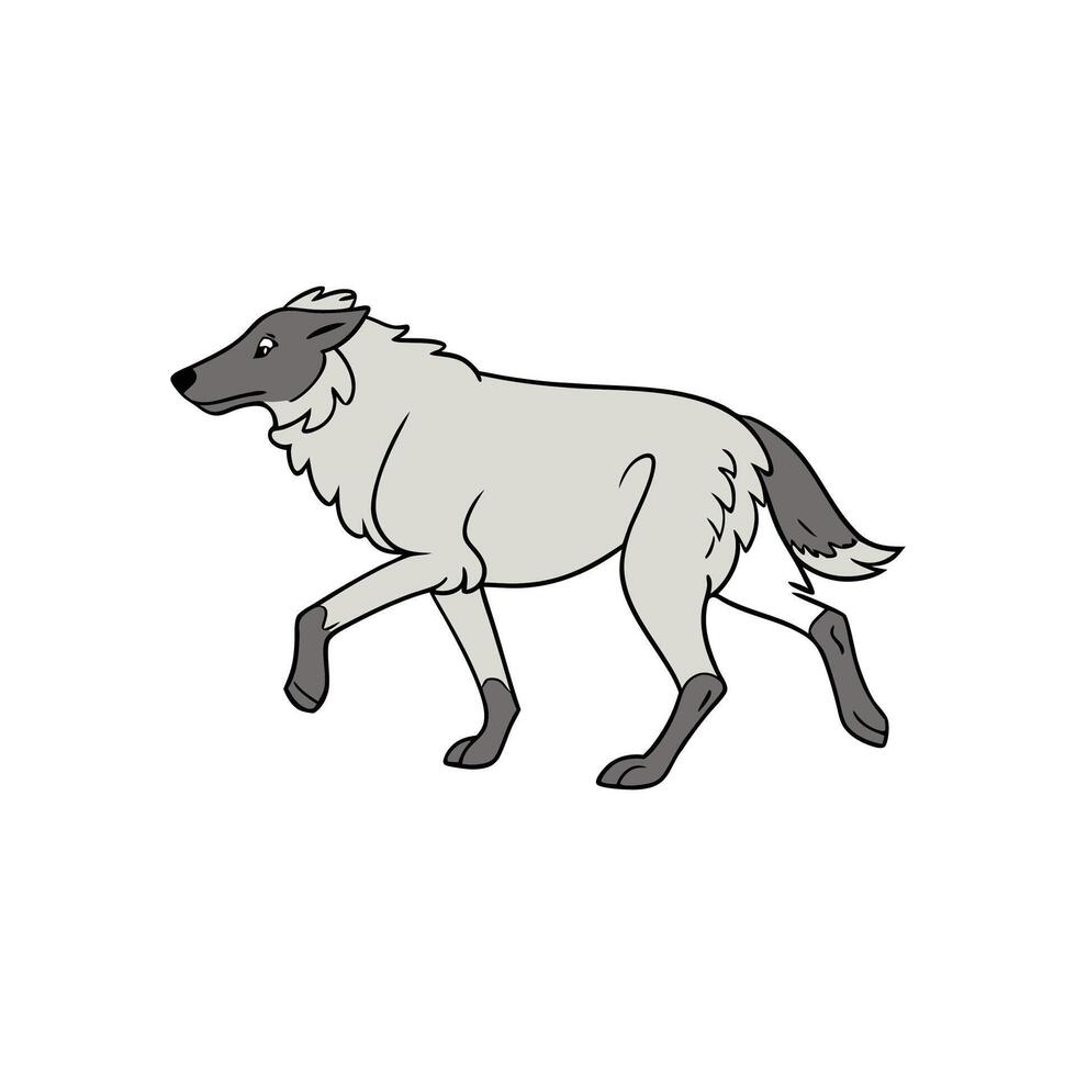 A cartoon wolf running on a white background vector