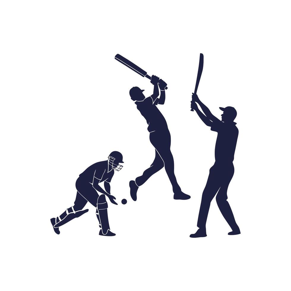 Cricket player silhouette illustration vector