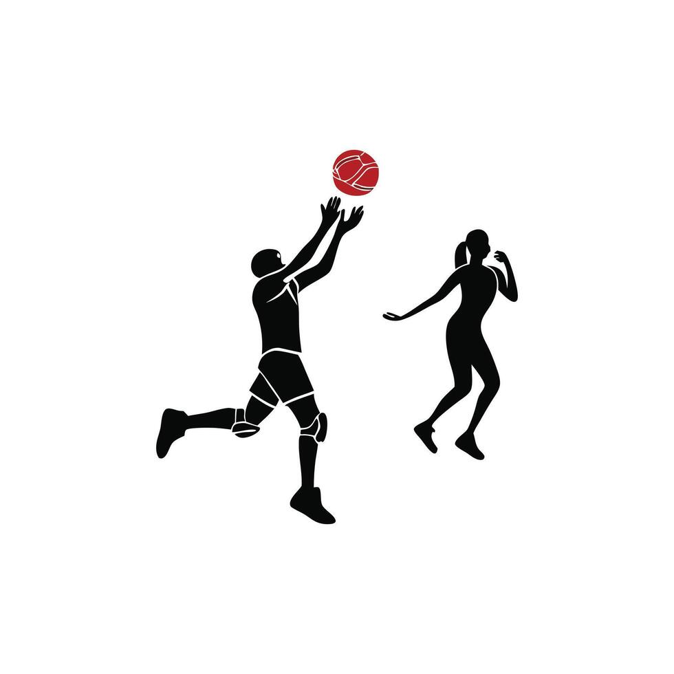 A silhouette of two people playing basketball vector