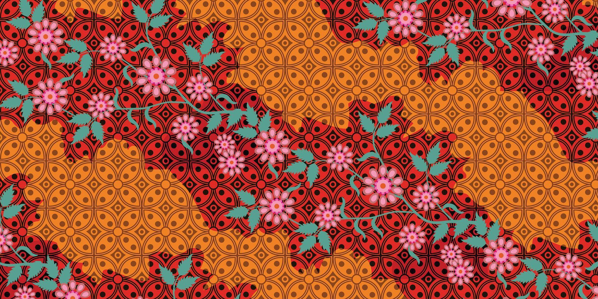 Batik Kawung floral pattern illustration design for design elements. vector