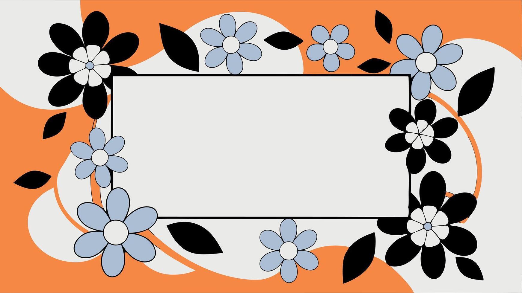 An orange and black frame with flowers vector