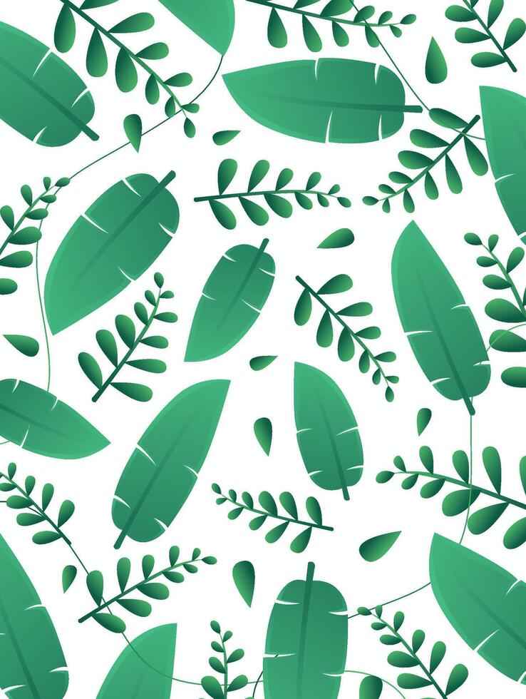 A green leaf pattern with leaves on a white background vector