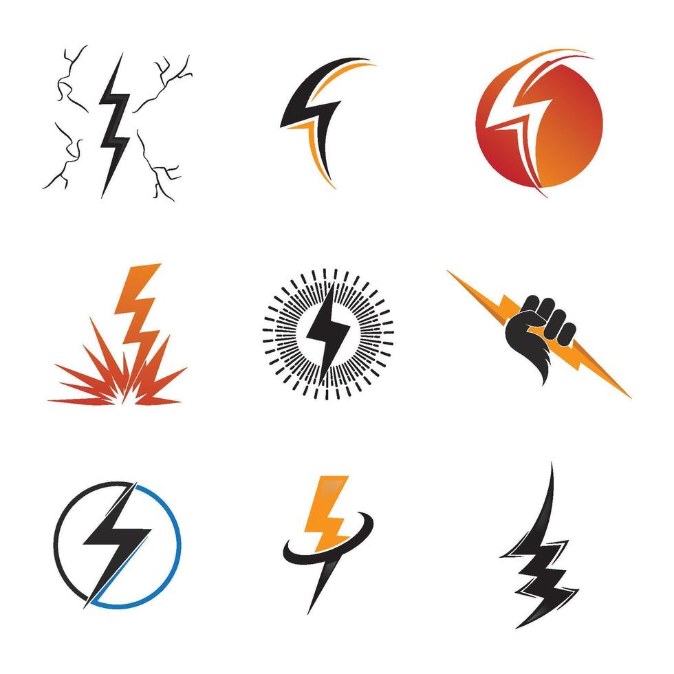Power lightning logo flat design vector