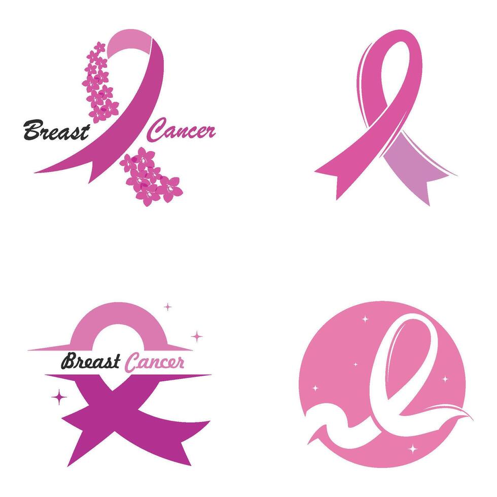 Breast cancer awareness,ribbon logo flat design vector