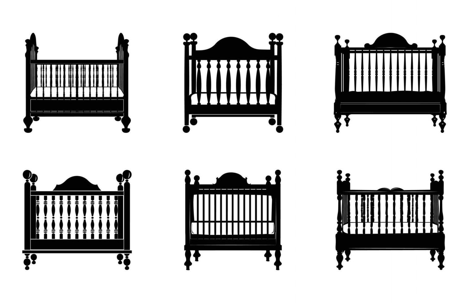 Baby Crib Silhouette Bundle vector