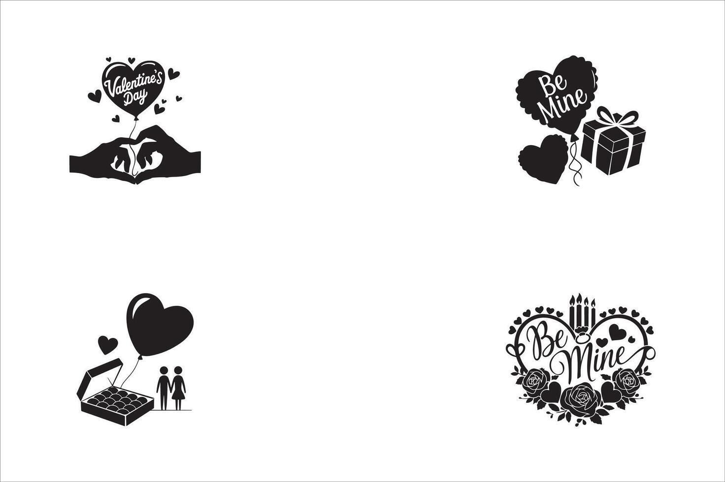 Love icons set black style vector